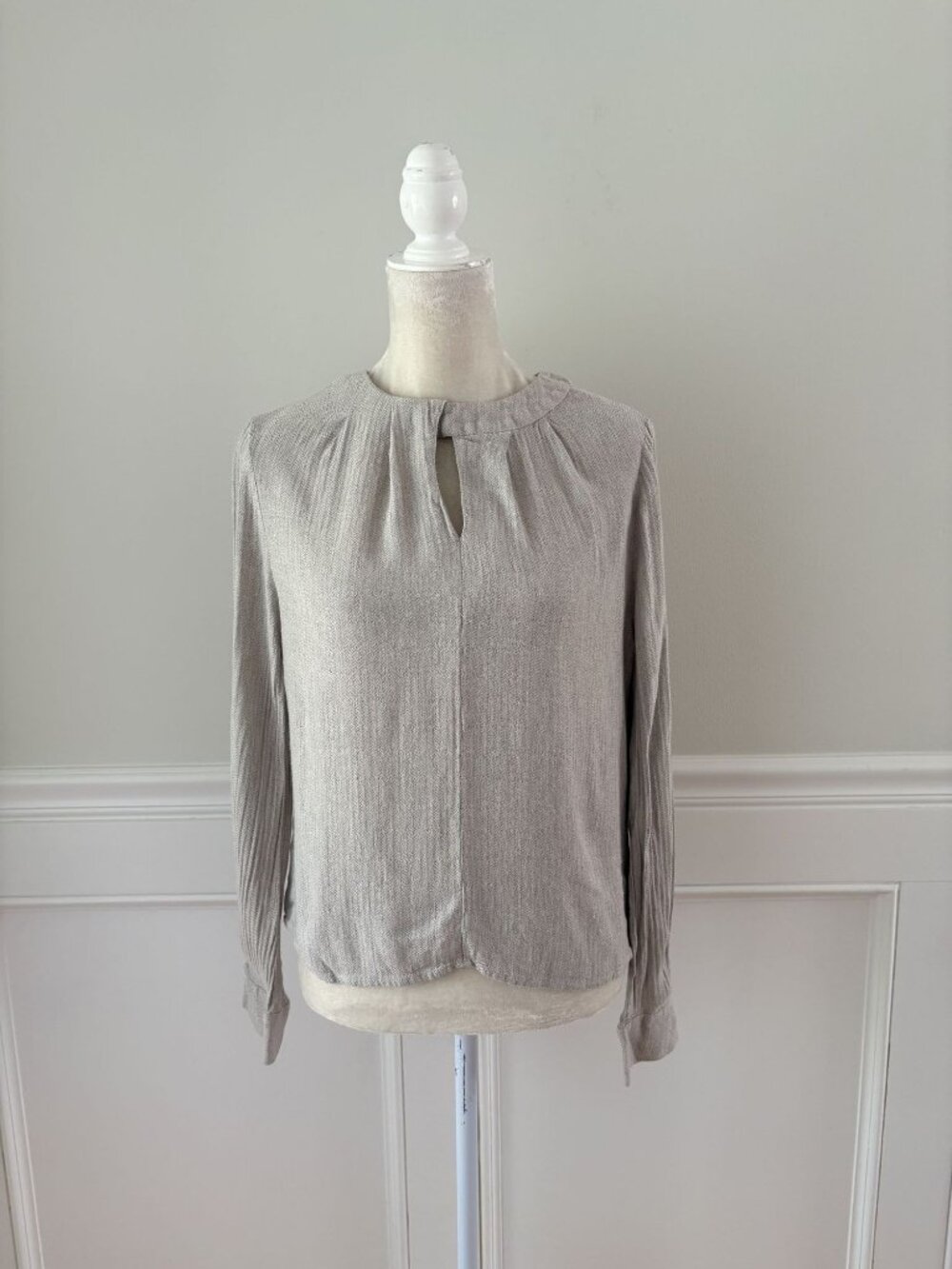 The Fold London Chic Long Sleeve Keyhole Blouse UK 14 US 10